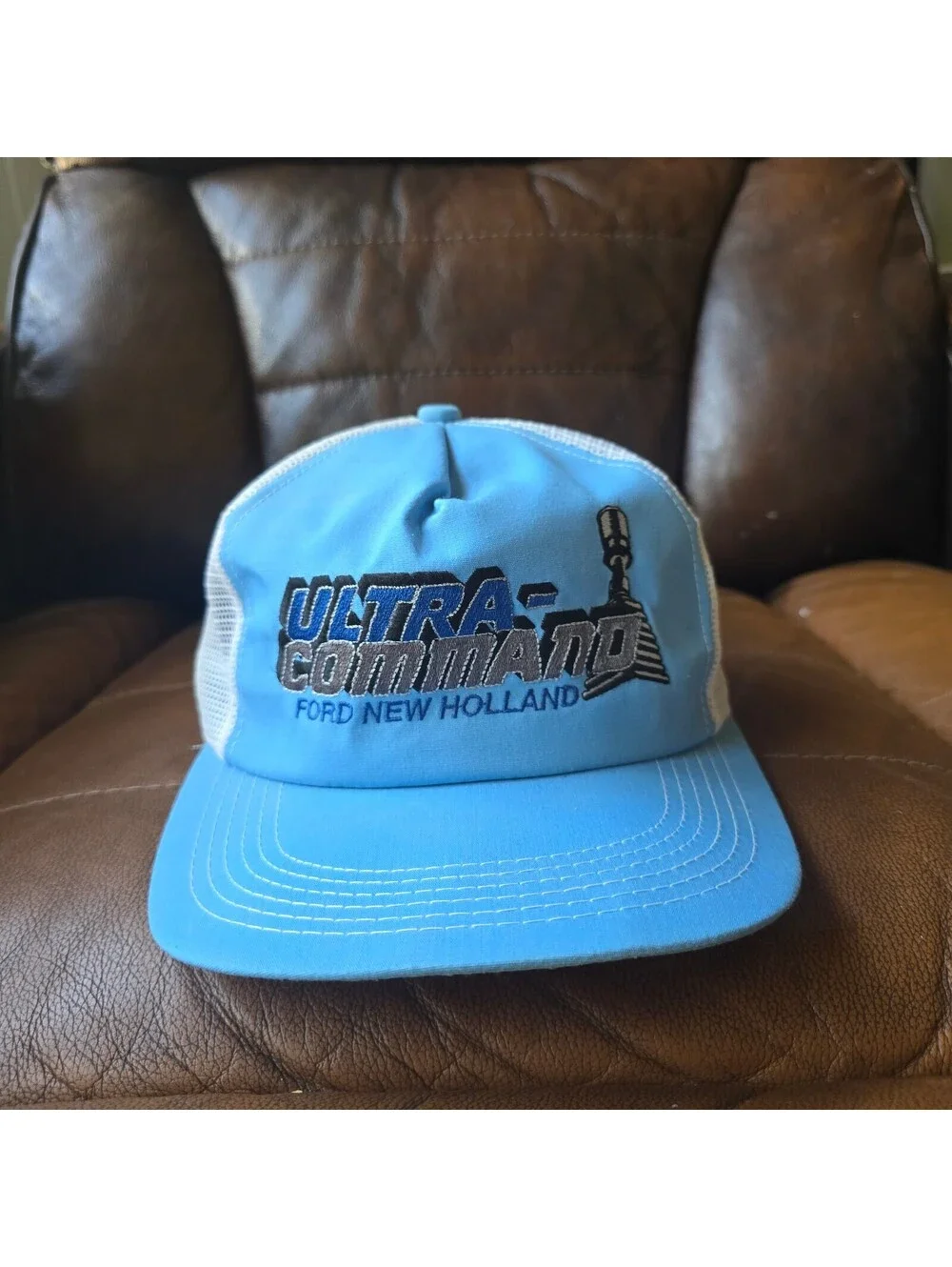 Vintage Ford New Holland Ultra Command Tractor Trucker Hat Mesh Snapback Cap